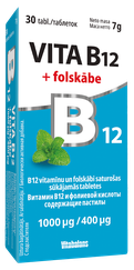 VITABALANS Vita B12 + folskābe 1000 µg /400 µg sūkājamās tabletes, 30 gab.