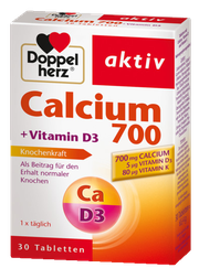 DOPPELHERZ Calcium 700 + Vitamin D3 tabletes, 30 gab.