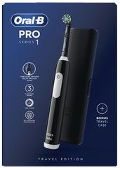 ORAL-B Pro 1 Black ar ceļojumu futrāli elektriskā zobu birste, 1 gab.