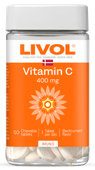 LIVOL  Vitamīns C 400 mg košļājamās tabletes, 50 gab.