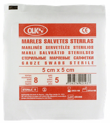 OLKO  8 kārtu 5 x 5 cm marles salvetes, 5 gab.
