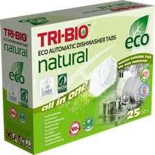 TRI-BIO Natural Eco tabletes trauku mazgājamai mašīnai, 25 gab.