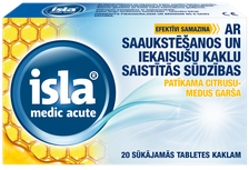 ISLA Medic Acute Ar Citrusu-Medus Garšu sūkājamās tabletes, 20 gab.