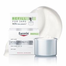 EUCERIN Hyaluron-Filler +3x Effect SPF 15 (Refill) Sausai Ādai veido kremas, 50 ml
