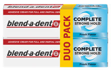 BLEND-A-DENT Complete Strong Hold, Fresh Flavor (1+1) fiksējošs krēms zobu protēzēm, 47 g