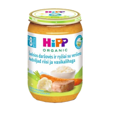 HIPP Dārzeņi Ar Rīsiem, Teļa Gaļu (8m+)  biezenis, 220 g