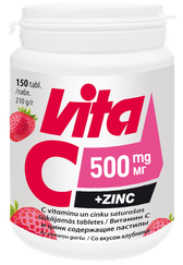 VITABALANS Vita C 500 mg + Zinc sūkājamās tabletes, 150 gab.