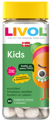 LIVOL Multi Kids Ar Augļu Garšu košļājamās tabletes, 60 gab.