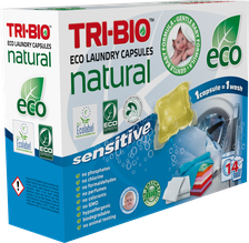 TRI-BIO Natural Sensitive kapsulas veļas mazgāšanai, 14 gab.