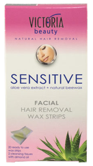 VICTORIA BEAUTY Sensitive, skirtos veido odai depiliacinės vaško juostelės, 20 vnt.