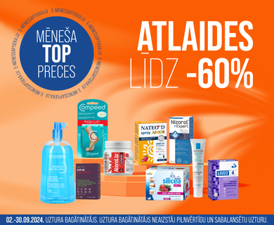 Mēneša TOP precēm atlaides līdz -60%