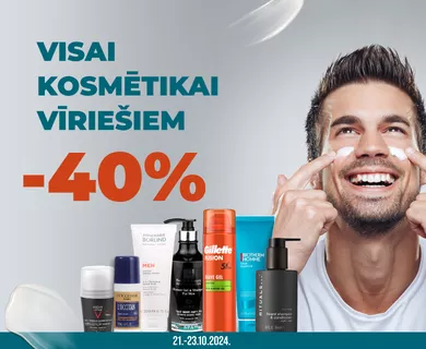 Vīriešu kosmētikai -40% atlaide.