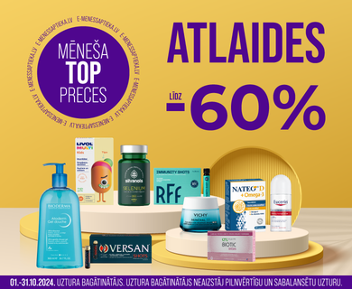 Mēneša TOP precēm atlaides līdz -60%