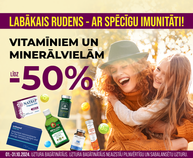 Vitamīniem un minerālvielām atlaides līdz -50%