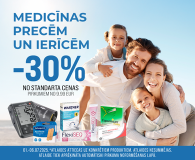 medicīnas precēm un ierīcēm atlaides līdz -30%