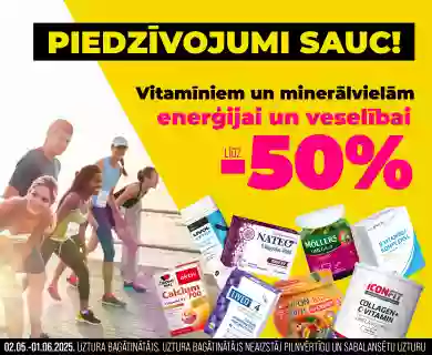 Vitamīniem un mimerālvielām atlaides līdz -50%