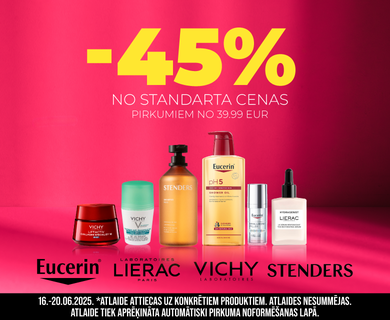 -45% on Vichy, Lierac, Eucerin, and Stenders cosmetics