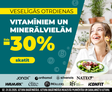 vitamīniem un minerālvielām -30%