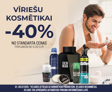vīriešu kosmētikai atlaides līdz -40%