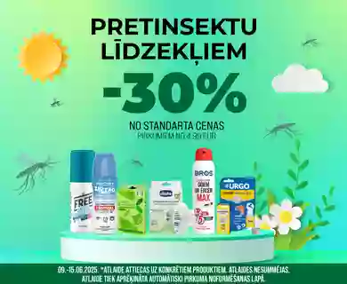 -30% atlaide visiem pretinsektu līdzekļiem