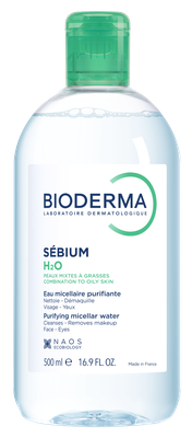 BIODERMA attīrošs micelārais ūdens taukainai vai kombinētai ādai SEBIUM H2O, 500 ml