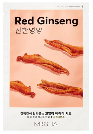 MISSHA Airy Fit Red Ginseng sejas maska, 19 g