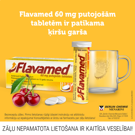 FLAVAMED 60 mg putojošās tabletes, 10 gab.