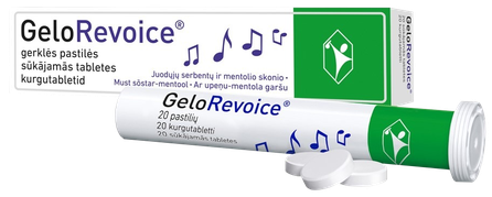 GELOREVOICE upeņu-mentola sūkājamās tabletes, 20 gab.