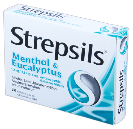 STREPSILS Menthol & Eucalyptus sūkājamās tabletes, 24 gab.