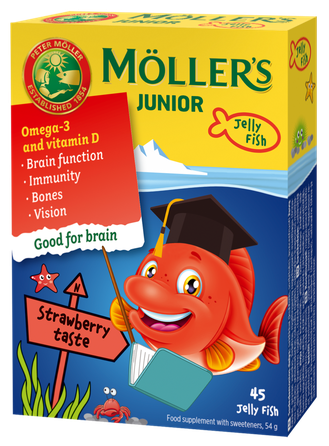 MOLLERS JUNIOR (strawberry flavor) jelly fishes, 45 pcs.