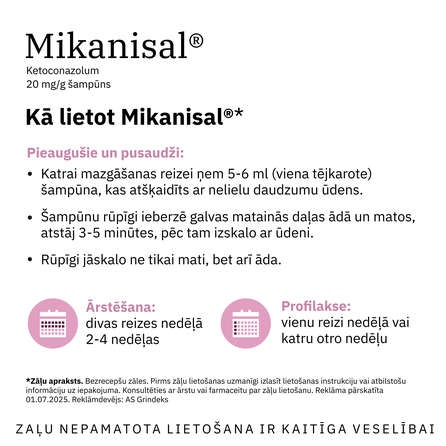 MIKANISAL 20 mg/g shampoo, 60 ml