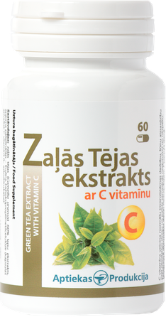 APTIEKAS PRODUKCIJA Zaļās Tējas Ekstrakts Ar C Vitamīnu 250 mg kapsulas, 60 gab.