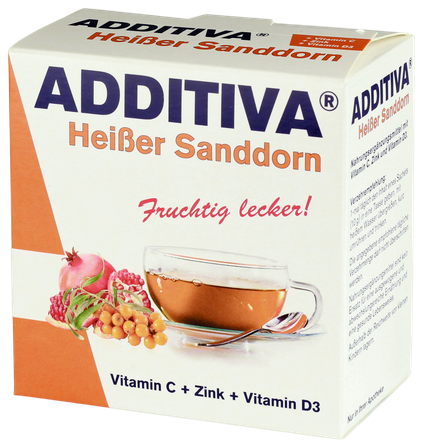 ADDITIVA smiltsērkšķis C vitamīns + cinks + D3 vitamīns karstais dzēriens, 10 gab.