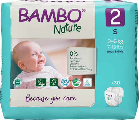 BAMBO NATURE Nature S-2, 3-6 kg, diapers, 30 pcs.
