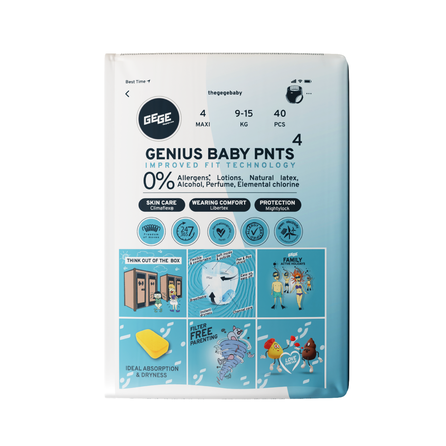 GEGE Genius Baby PNTS (9-15 kg) Maxi 4 biksītes, 40 gab.