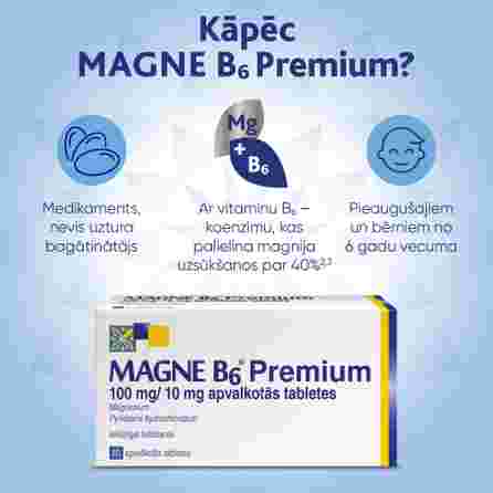 MAGNE B6 Premium  (Magnijs)100 mg/10 mg apvalkotās tabletes, 60 gab.