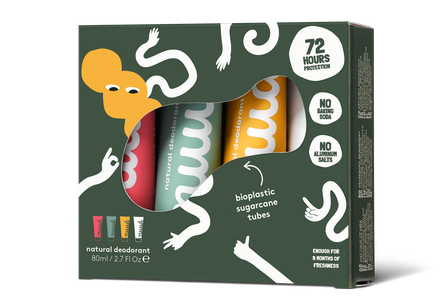 NUUD 4x20ml Family Pack New Krēmveida dezodorants, 1 gab.