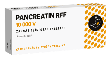 RFF Pancreatin 10000 V zarnās šķīstošās tabletes, 10 gab.