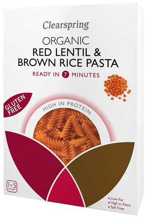 CLEARSPRING Organic Gluten Free Red Lentil & Brown Rice pasta, 250 g
