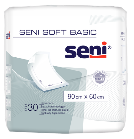 SENI Soft Basic 60 x 90 cm absorbent bed pad, 30 pcs.