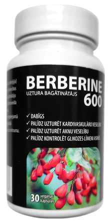 BERBERINE 600 Vegan kapsulas, 30 gab.