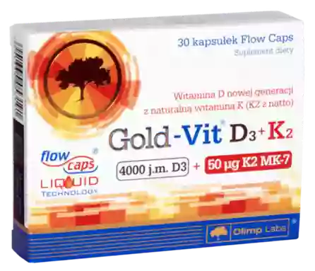 OLIMP LABS Gold Vit D3 + K2 4000SV + 50 mcg kapsulas, 30 gab.