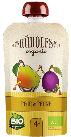 RŪDOLFS Груша, Чернослив BIO 4+ пюре, 110 г