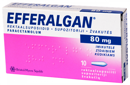 EFFERALGAN 80 mg supozitoriji, 10 gab.