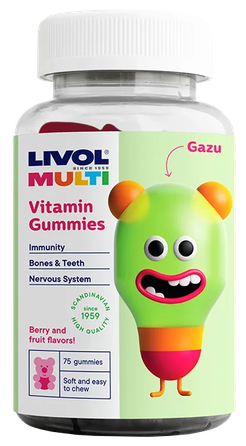 LIVOL  Multi Vitamīnu (ogu/augļu) želejas lācīši, 75 gab.