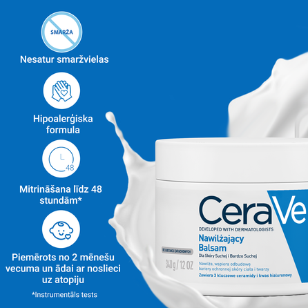 CERAVE For Body And Face With Ceramides Moisturising ķermeņa krēms, 454 g