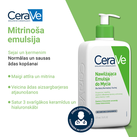 CERAVE For Face And Body With Ceramides Hydratin  attīrošs līdzeklis, 473 ml
