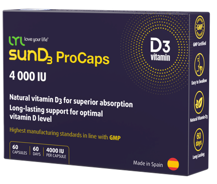 LYL sunD3 ProCaps 4000 S kapsulas, 60 gab.