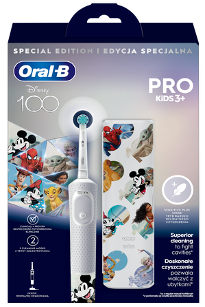 ORAL-B Pro Kids Disney 100 Ar Ceļojumu Futrāli elektriskā zobu birste, 1 gab.