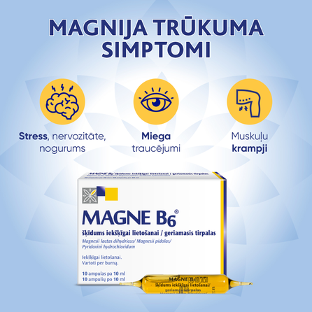 MAGNE B6 (Magnijs) šķīdums iekšķīgai lietošanai, ampulas, 10 gab.